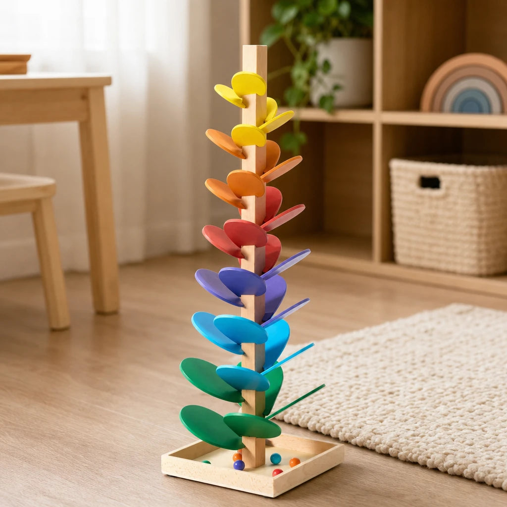 Marble Run Tree Musical Tower set out on a real table at home