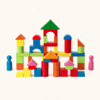 Montessori Building Blocks Set with Storage shown complete on a plain background