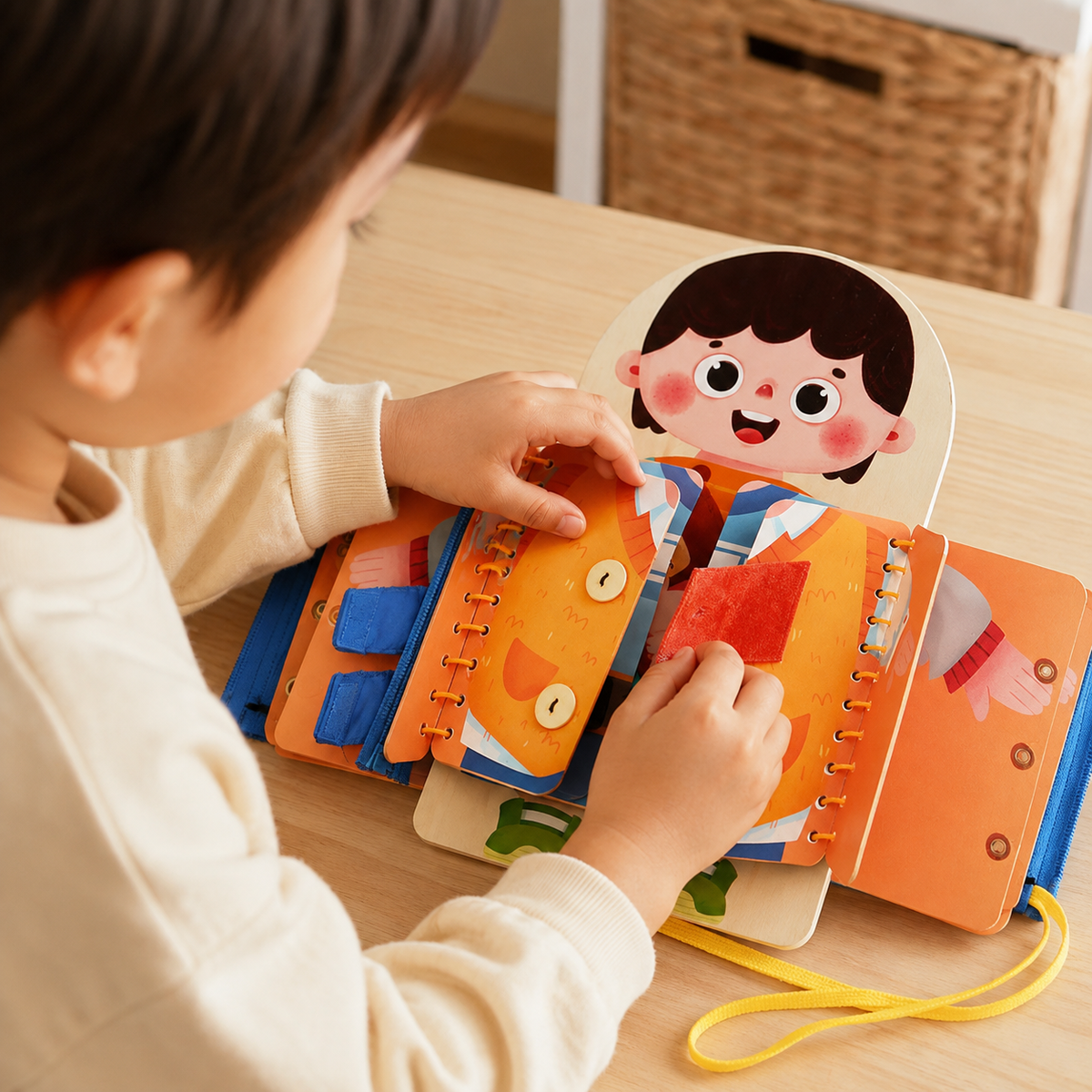 Montessori Busy Board Character Book - utilisation close up