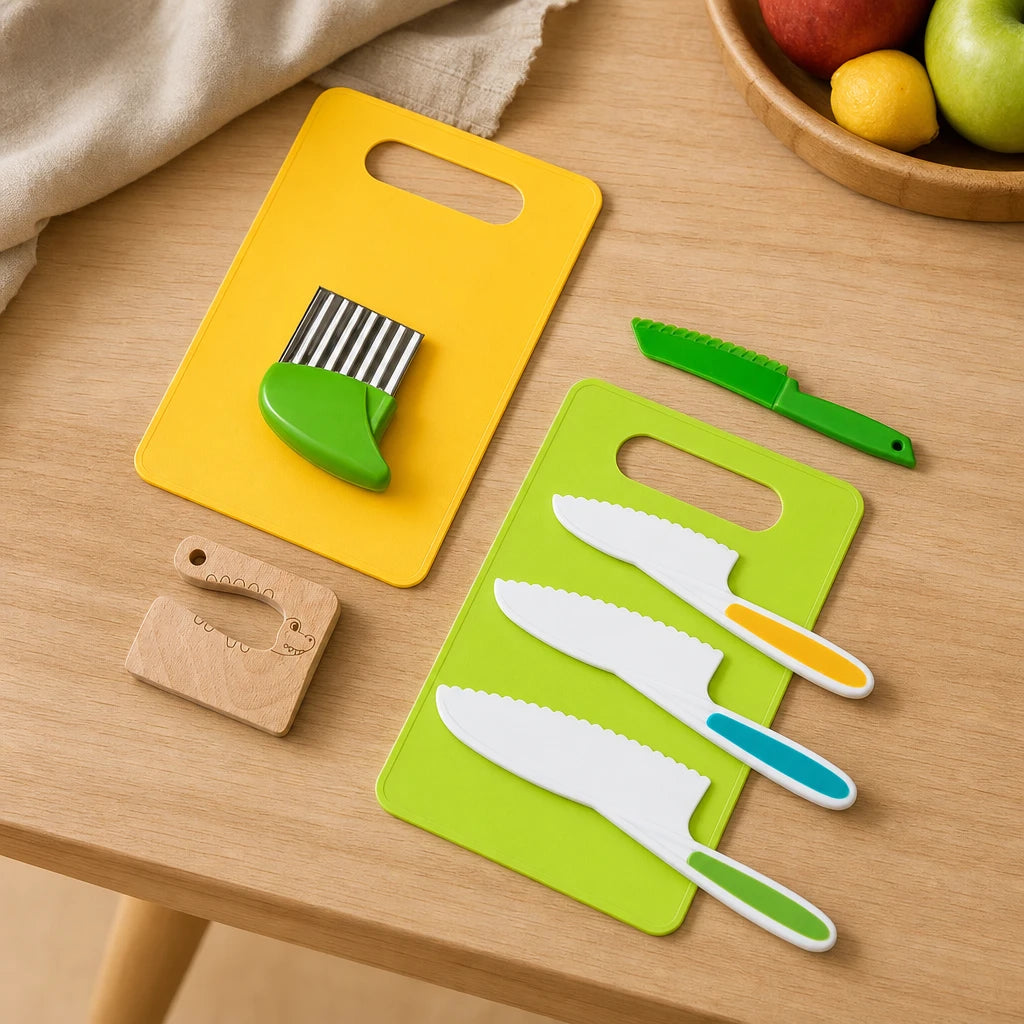 Montessori Toddler Kitchen Set set out on a real table at home