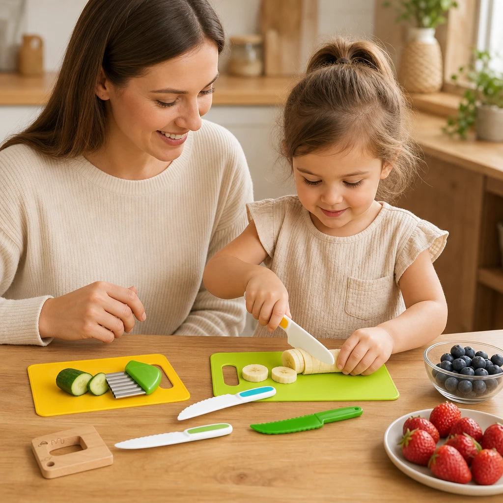 Child playing with the Montessori Toddler Kitchen Set