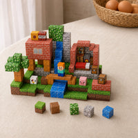 Animal House magnetic building cubes, 100 cubes set built on a table