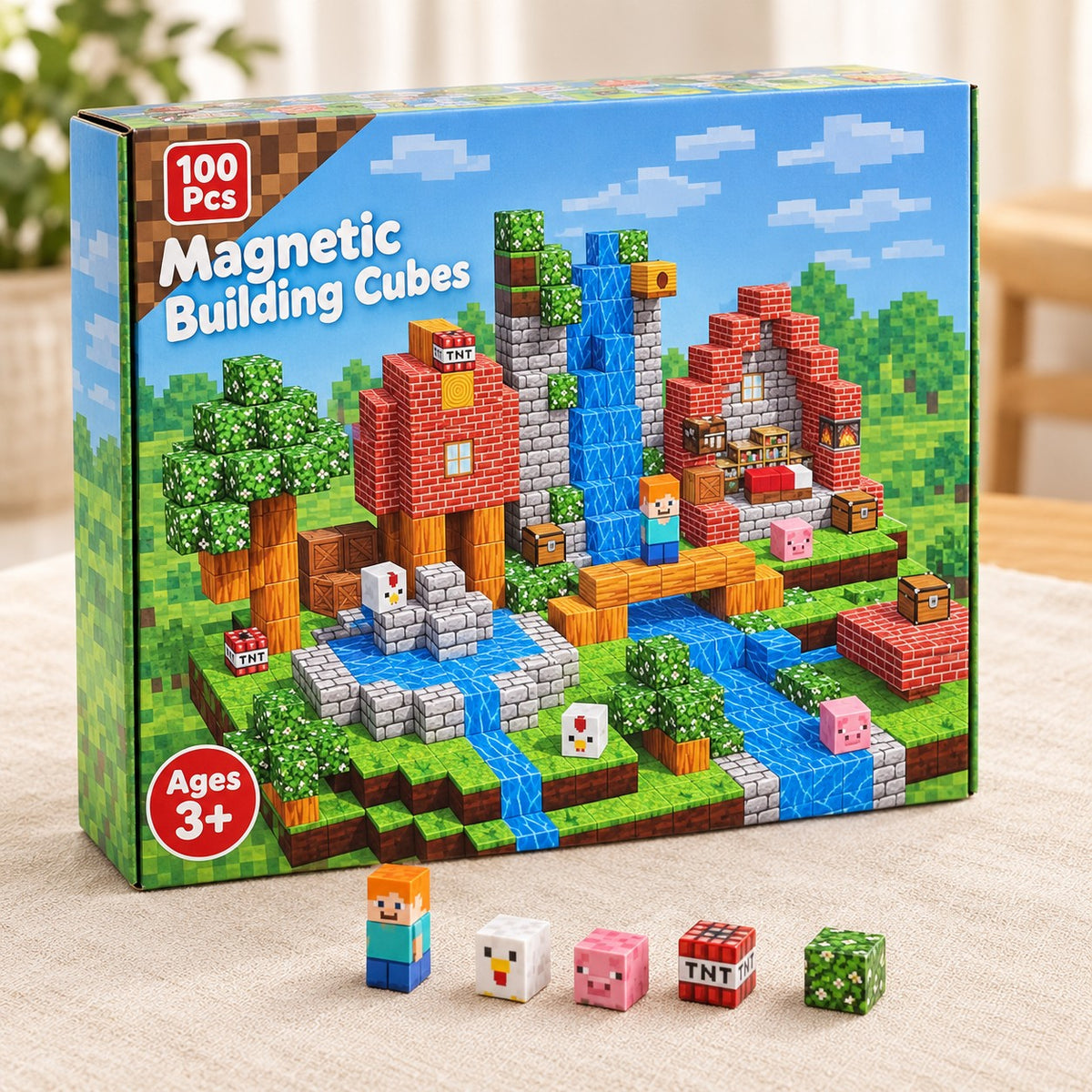 Animal House magnetic building cubes box