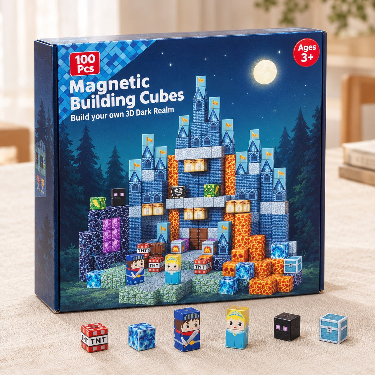 Blue Castle magnetic building cubes box