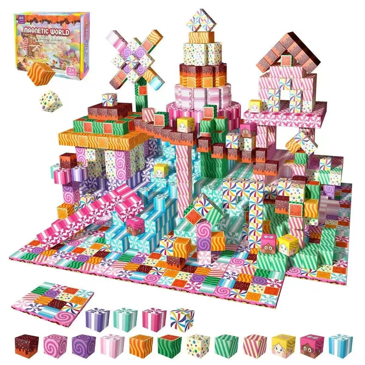 Contents of the 100 cubes Candy House set