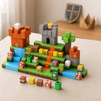 Castle Quest magnetic building cubes, 150 cubes set built on a table
