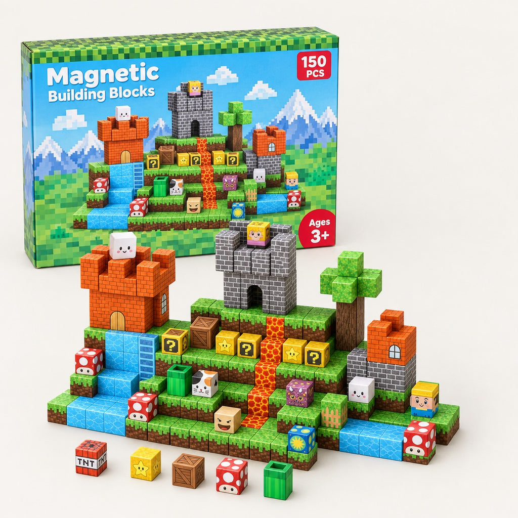 Castle Quest magnetic building cubes set with its box