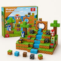 Checkered Hills Adventure magnetic building cubes set with its box