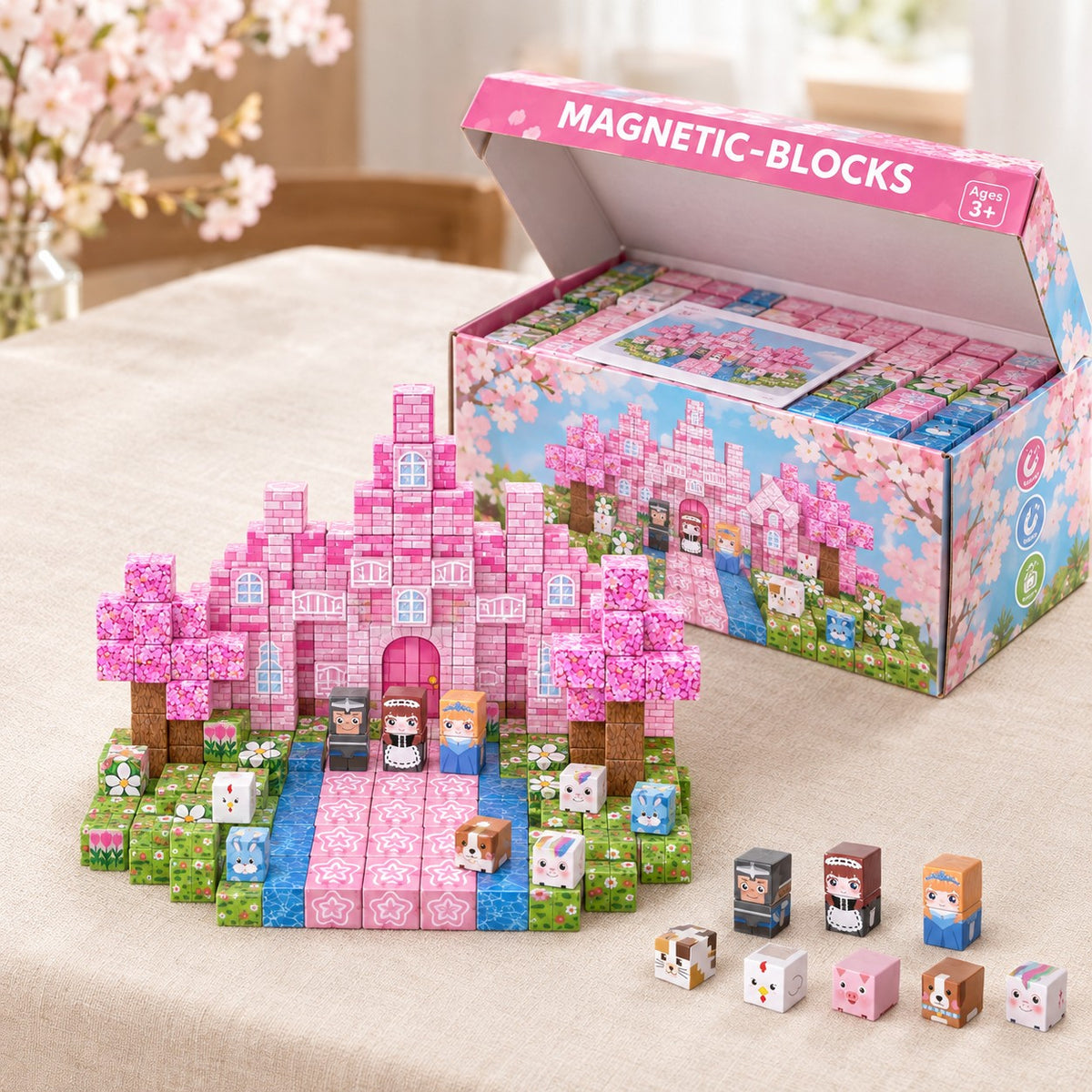 Cherry Blossom Forest magnetic building cubes box