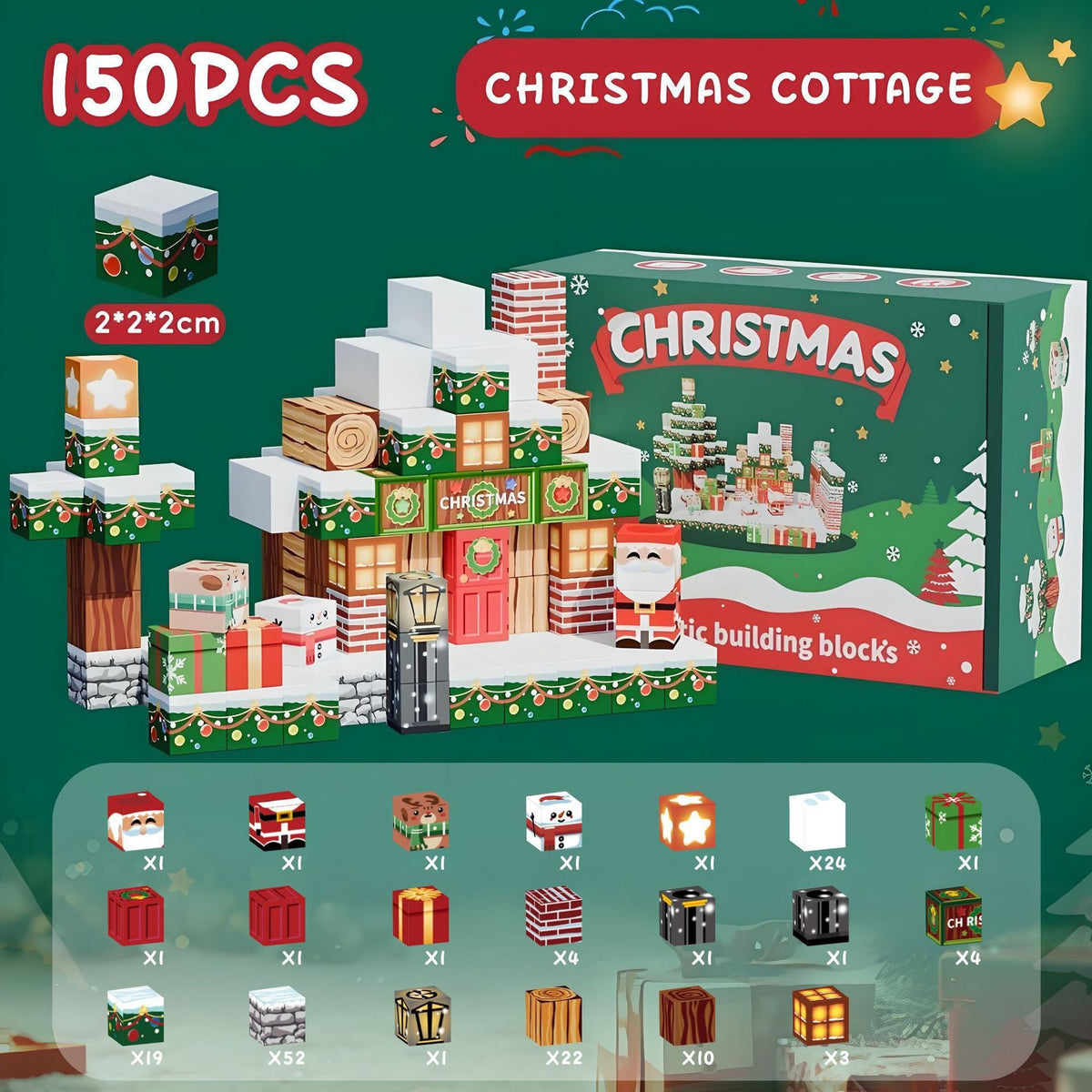 Contents of the 150-cube Christmas Cottage set