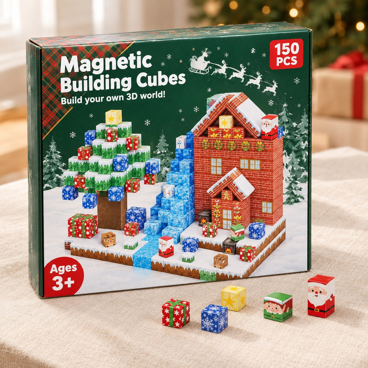 Christmas Village magnetic building cubes box