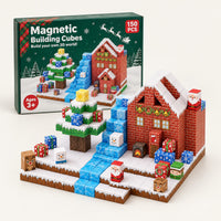 Christmas Village magnetic building cubes set with its box