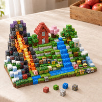 Countryside Farm magnetic building cubes, 500 cubes set built on a table