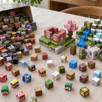 Countryside Farm magnetic cubes spread on the table, build in progress