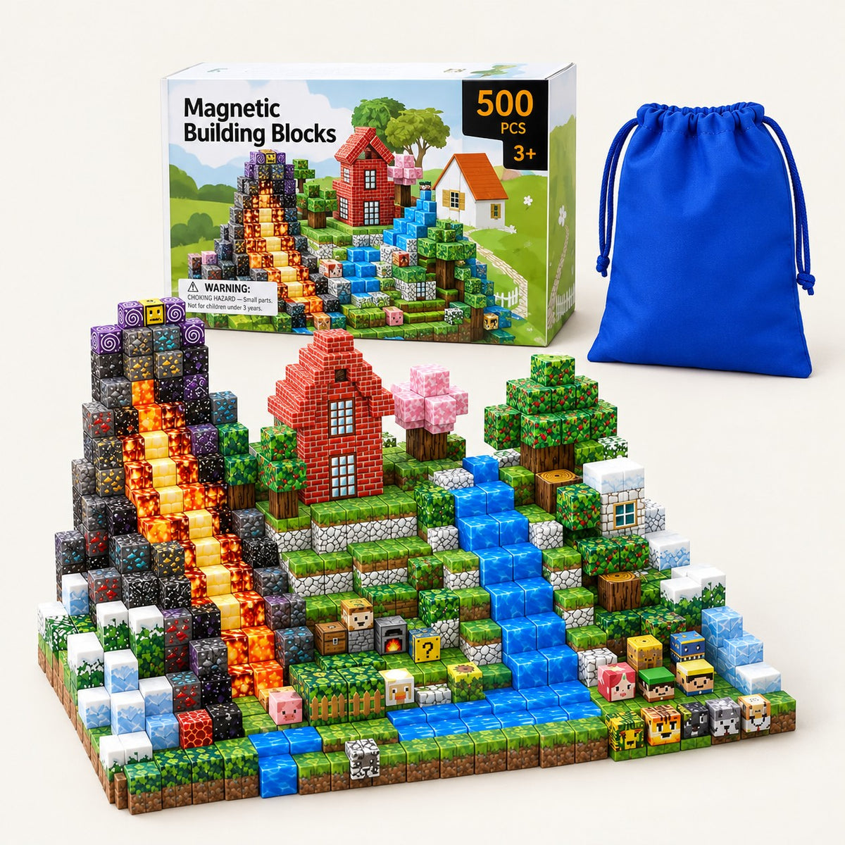 Countryside Farm magnetic building cubes set with its box