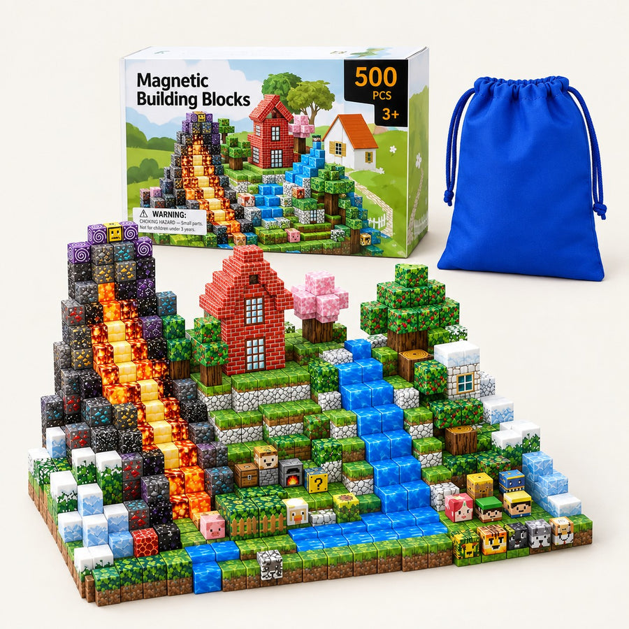 Countryside Farm magnetic building cubes set with its box