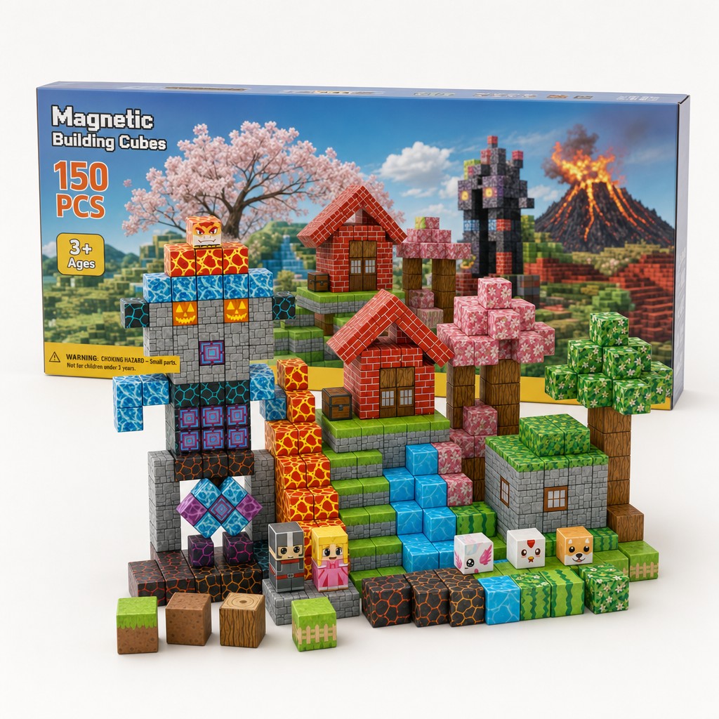 Dream World magnetic building cubes set with its box