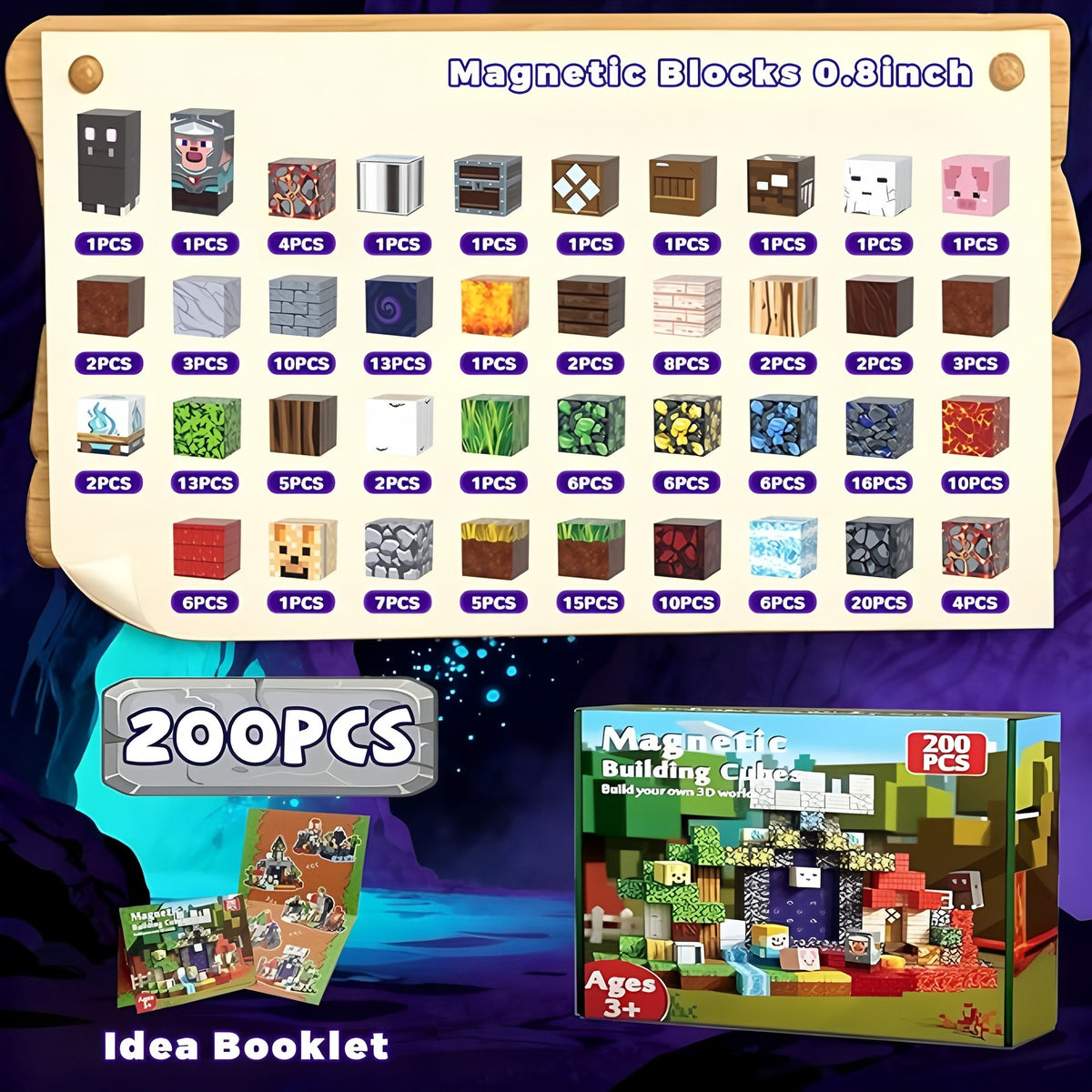 Contents of the 200 cubes Fire & Ice Fortress set