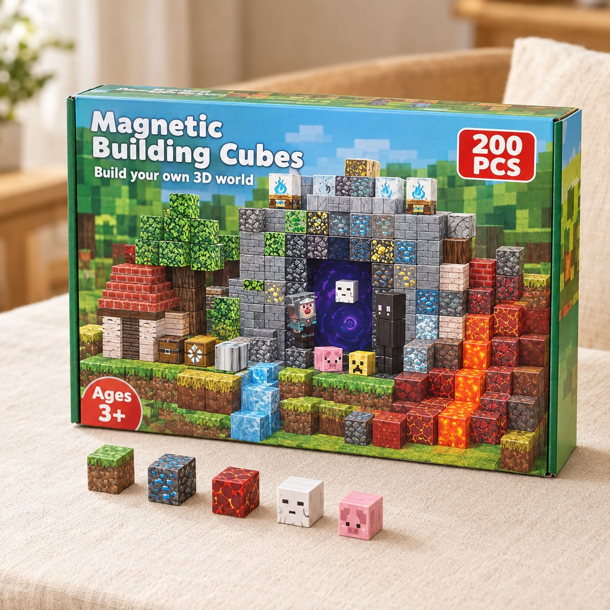 Fire & Ice Fortress magnetic building cubes box