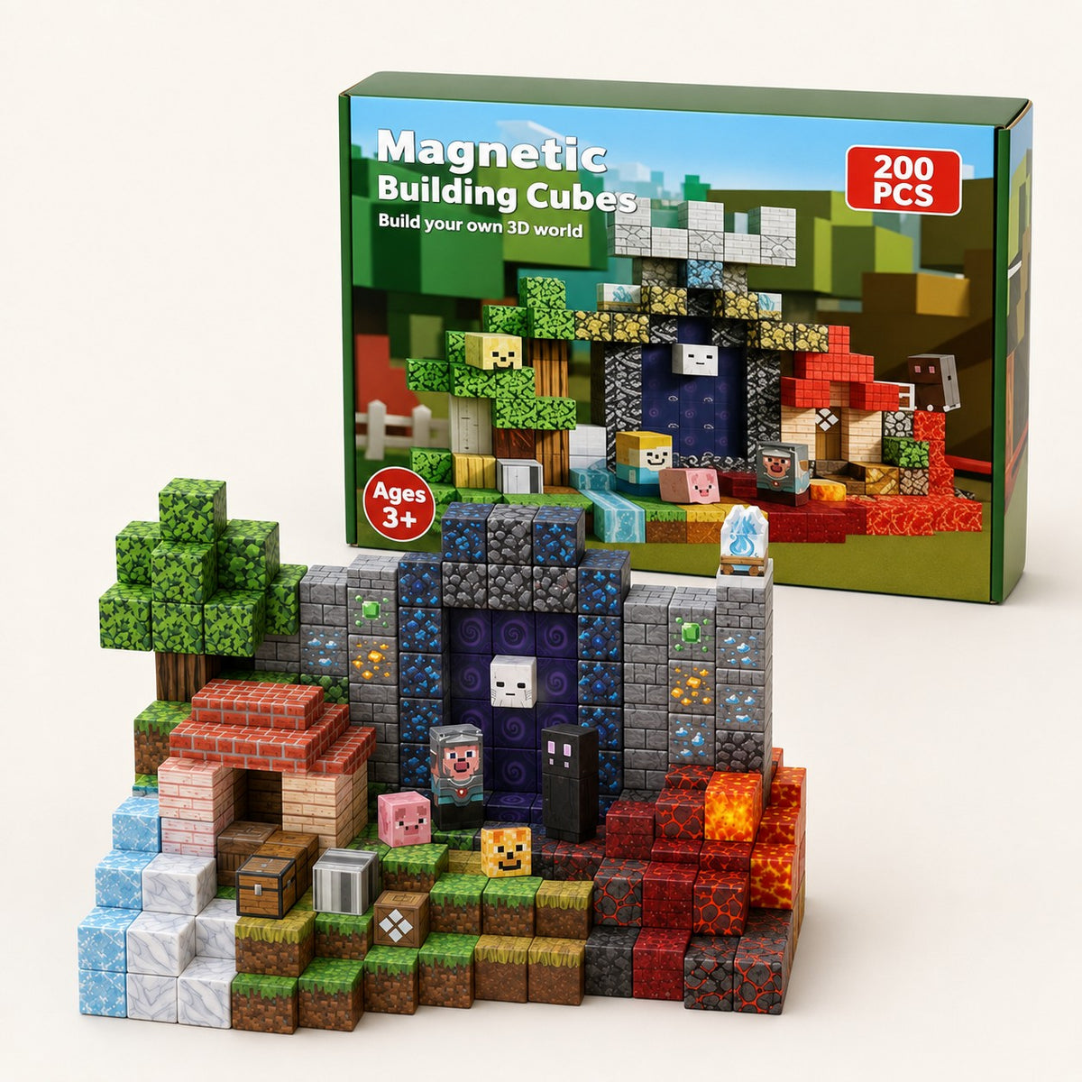 Fire & Ice Fortress magnetic building cubes set with its box