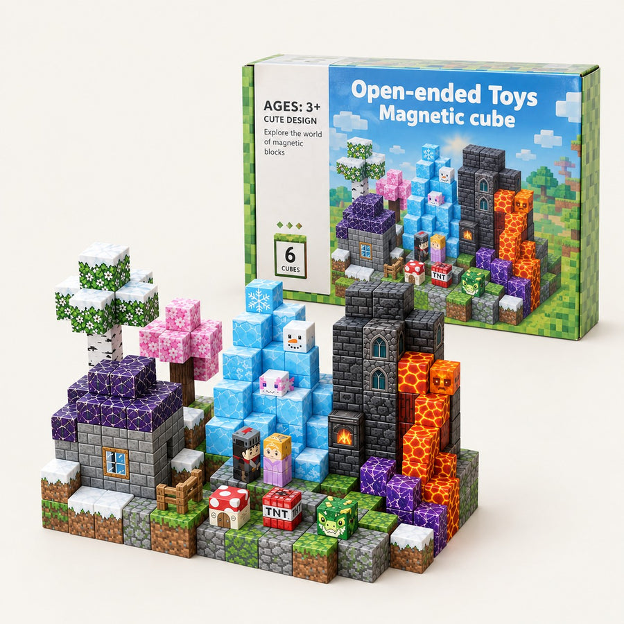 Fire & Ice World magnetic building cubes set with its box
