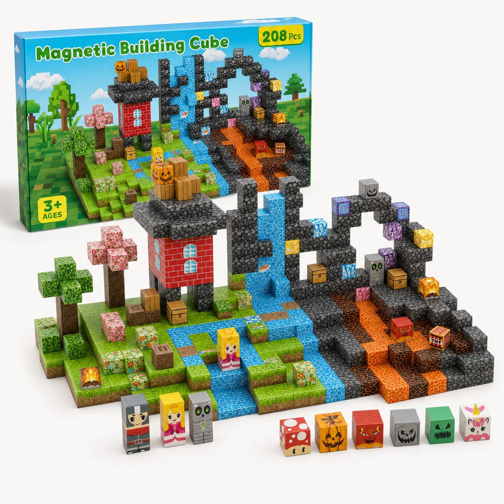 Four Realms magnetic building cubes set with its box