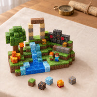 Ghost Town magnetic building cubes, 100 cubes set built on a table