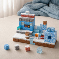 Ice World magnetic building cubes, 100 cubes set built on a table