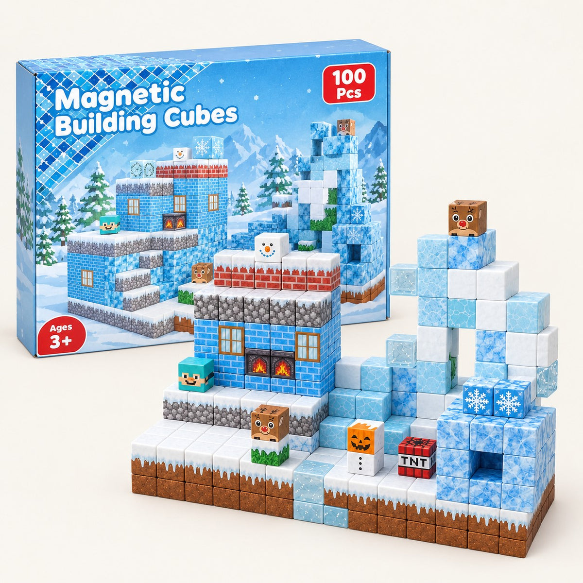 Ice World magnetic building cubes set with its box