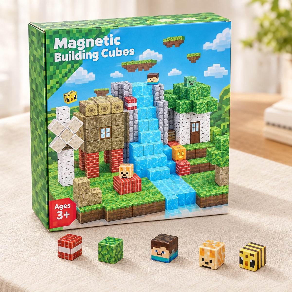 Jungle Hut magnetic building cubes box