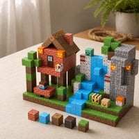 Jungle Tribe magnetic building cubes, 150 cubes set built on a table