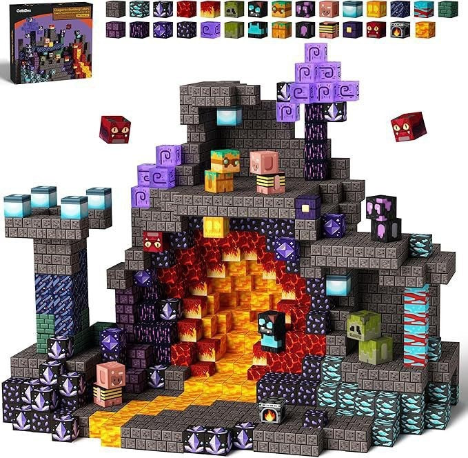 Contents of the 100 cubes Lava Cave set