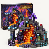 Lava Cave magnetic building cubes set with its box