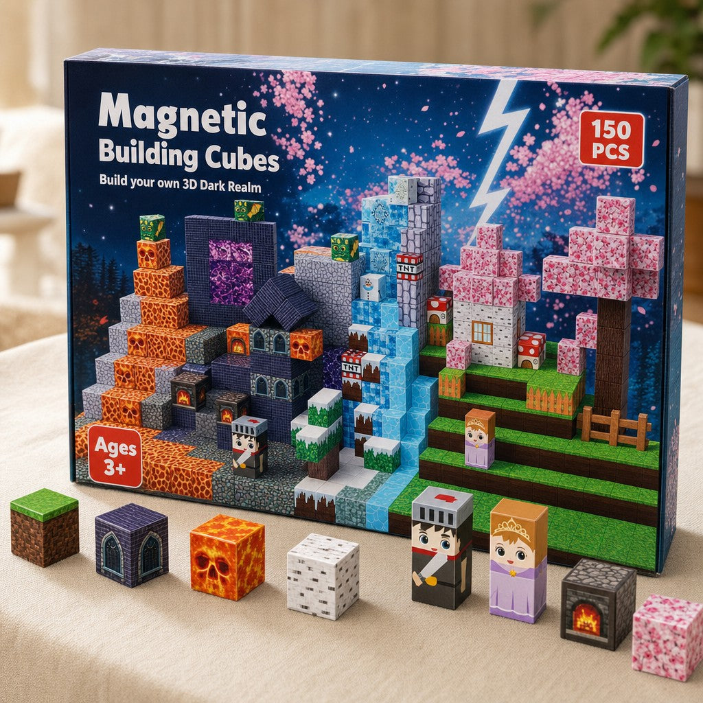 Lava Forest magnetic building cubes box