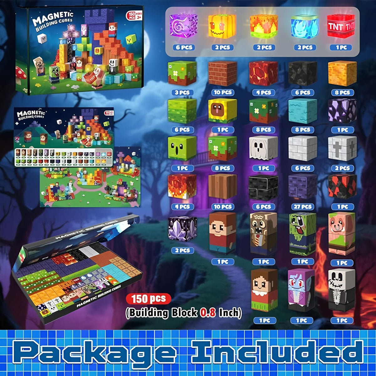 Contents of the 150 cubes Magic World set