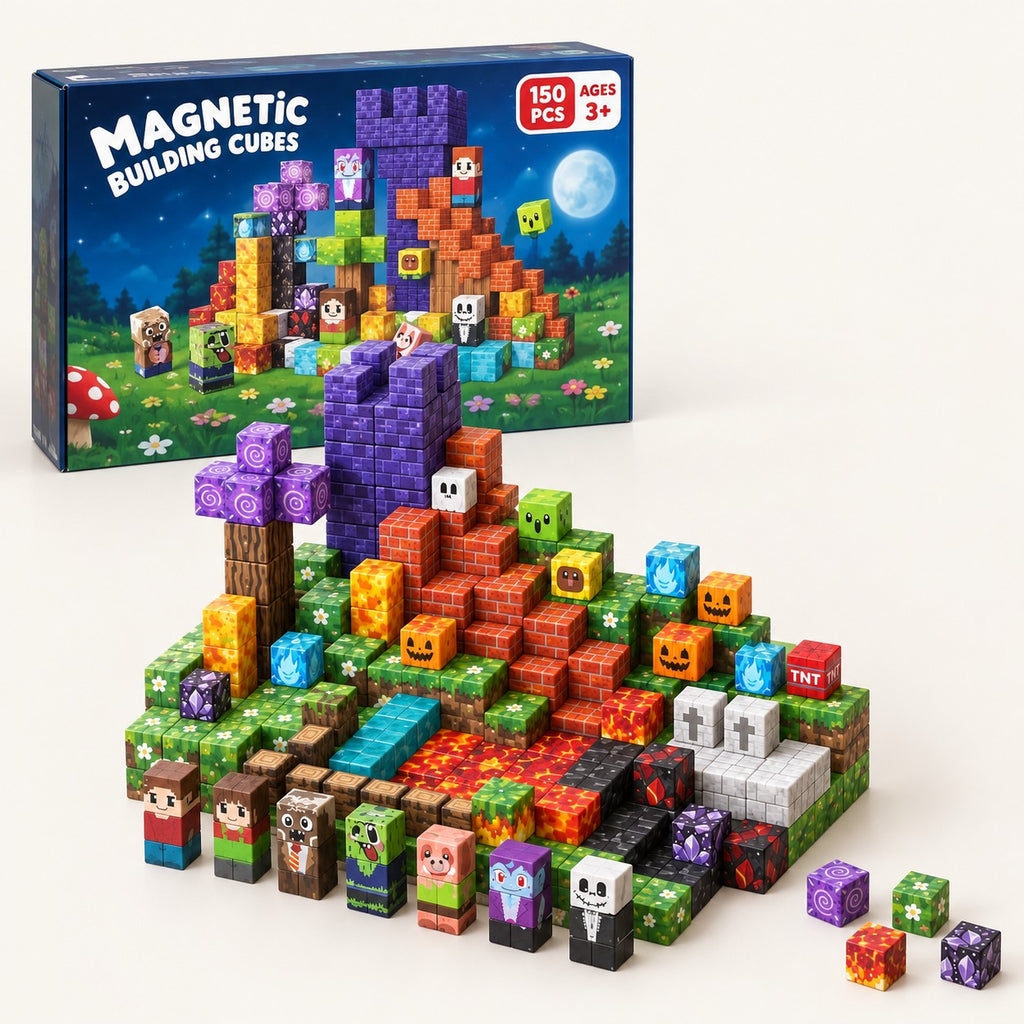 Magic World magnetic building cubes set with its box