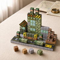 Military Base magnetic building cubes, 100 cubes set built on a table