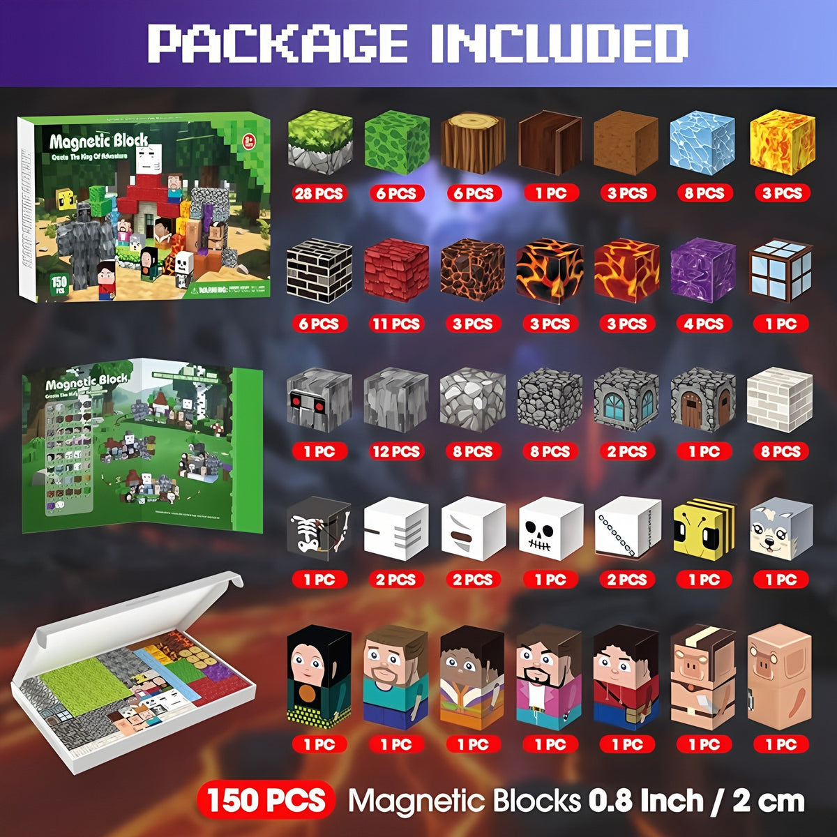 Contents of the 150 cubes Monster World set