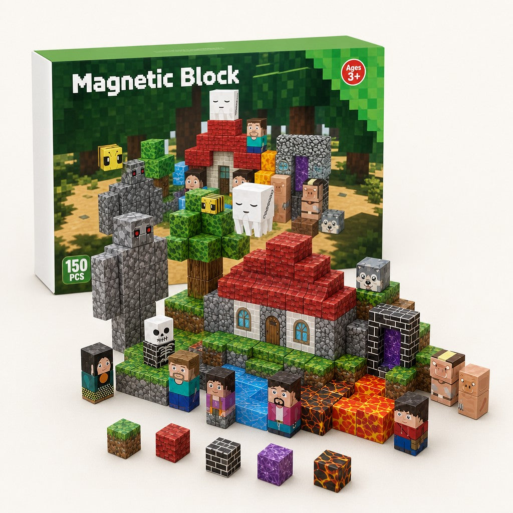 Monster World magnetic building cubes set with its box
