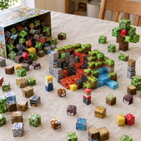 Pet Paradise magnetic cubes spread on the table, build in progress