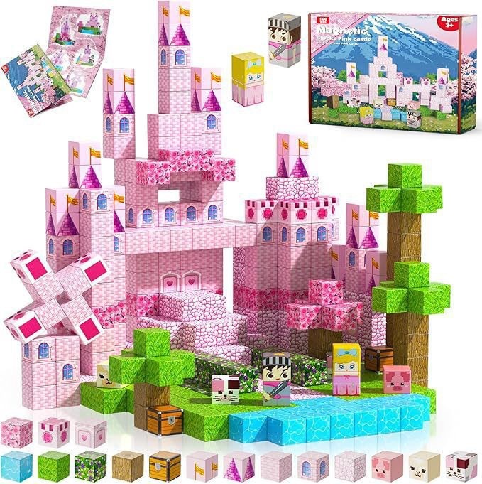 Contents of the 100 cubes Pink Castle set