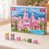 Pink Castle magnetic building cubes box