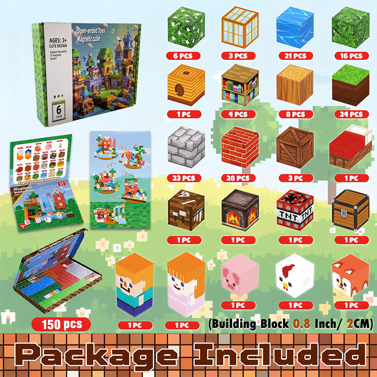 Contents of the 150 cubes Red Brick House set