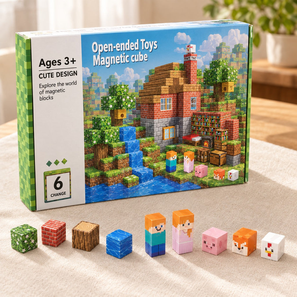 Red Brick House magnetic building cubes box