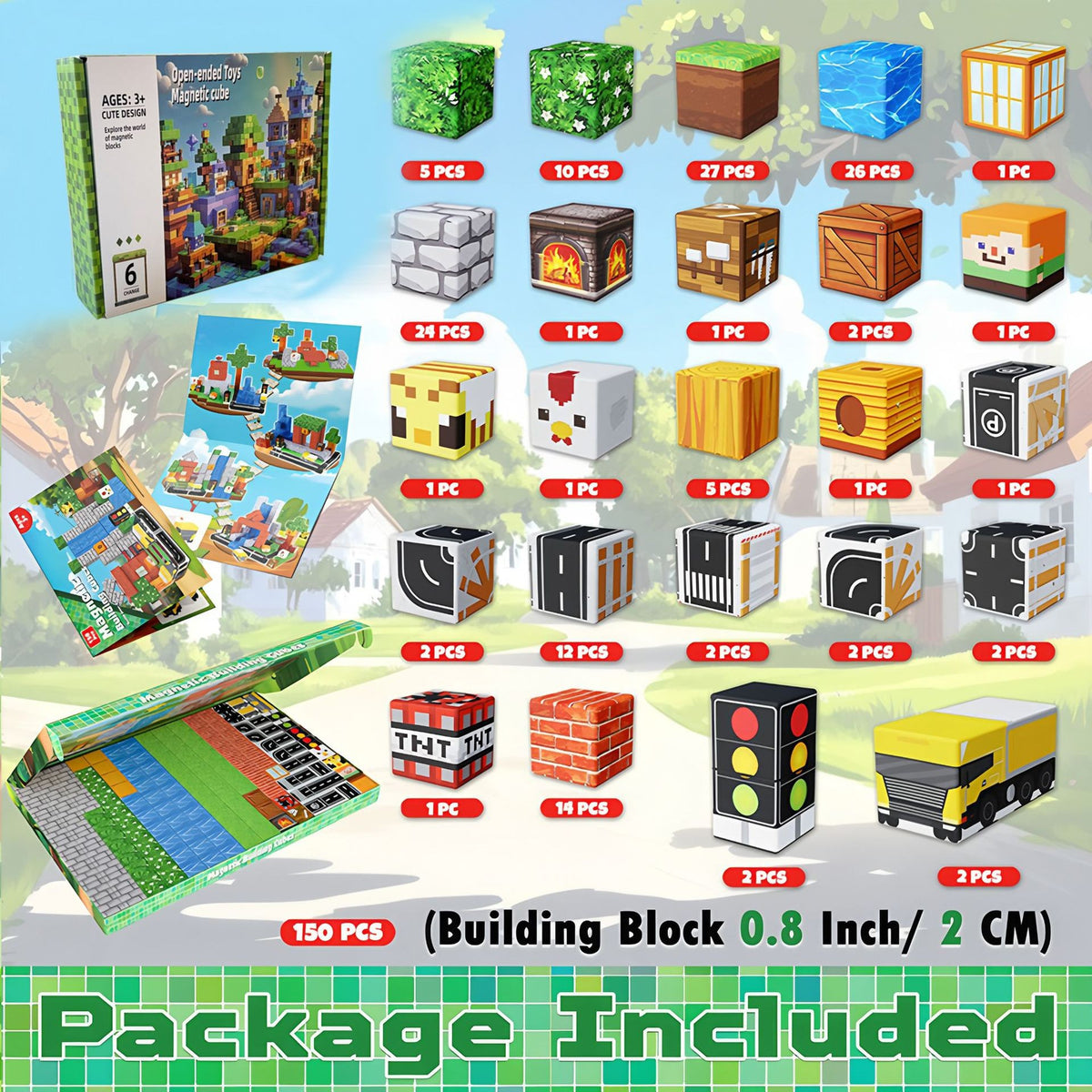Contents of the 150 cubes Suburb City set