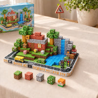 Suburb City magnetic building cubes, 150 cubes set built on a table