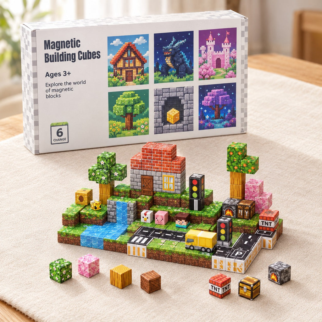 Suburb City magnetic building cubes box