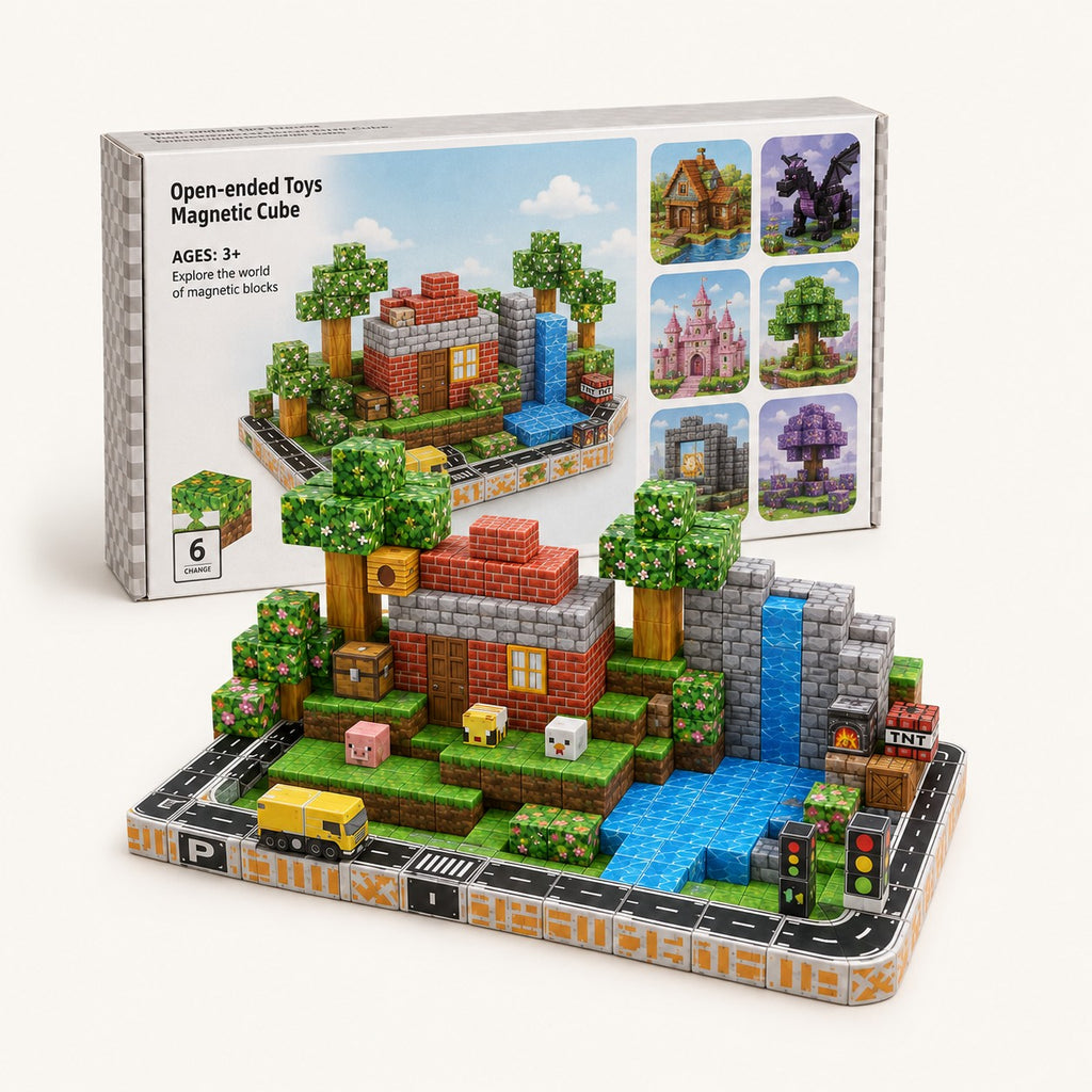 Suburb City magnetic building cubes set with its box