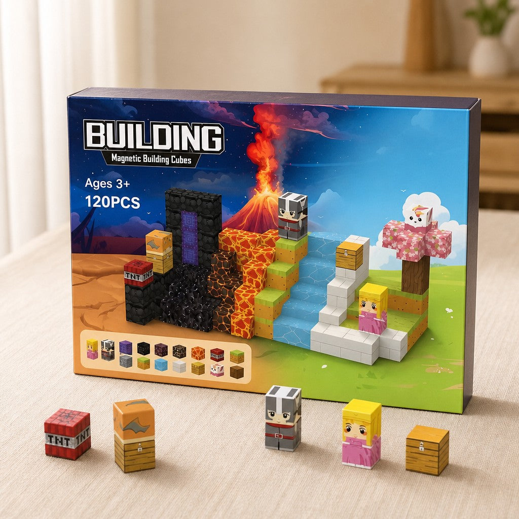 Volcano Portal magnetic building cubes box
