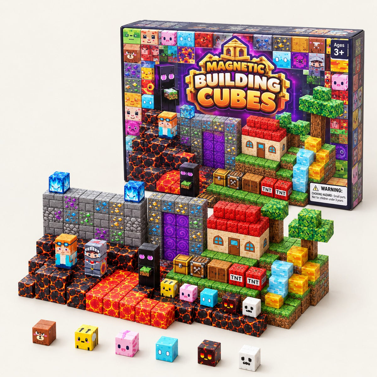 Warrior Battle magnetic building cubes set with its box